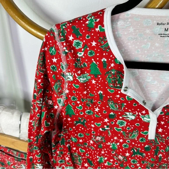 Roller Rabbit Red Christmas Pajama Set sz M - Picture 4 of 6